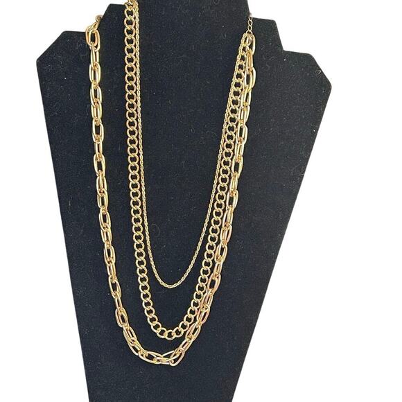 Icing- gold tone triple strand necklace - Picture 1 of 3